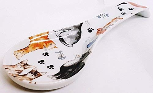 fromeuropewithlove Cats Spoon Rest Ceramic Porcelain Cats Collage Teabag Tidy Hand Decorated in UK