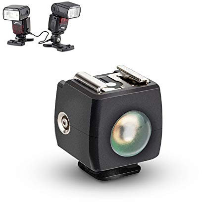 Optischer Blitz-Slave-Trigger JJC Blitzschuh-Synchronisations-Adapter mit PC-Buchse, optischem Sensor und 1/4-Zoll-20-Gewindebuchse, Kaltschuh für alle Blitze, Speedlight mit Standard-ISO