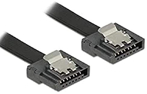 DeLOCK 4X Kabel SATA III Flexi 6 Gb/s 50 cm [ schwarz ] mit Metallclips HQ extrem flach und flexibel