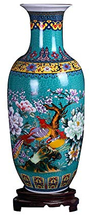 ufengke Jingdezhen Große Keramik-Bodenvase, Blumenvase, handgefertigt, dekorative Vase, Höhe 46 cm, Blau