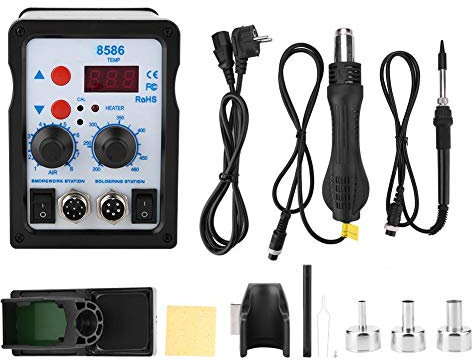 Kit di saldatura per stazione di rilavorazione, 8586 Stazione di rilavorazione SMD 2 in 1 con pistola ad aria calda e saldatore per riparazione del telefono(#2)