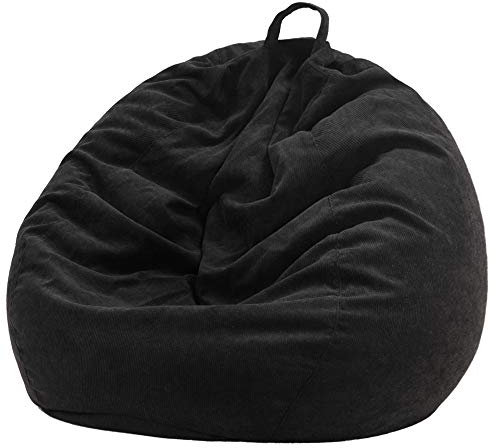 Nobildonna Sitzsackstuhl für Kinder und Erwachsene, nur Bezug (Keine Füllung) für Sofa-Stofftiere, 110 x 89 cm(Schwarz)