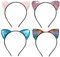 JAHEMU Haarreifen Katzenohren Stirnbänder Pailletten Haarband Glitzer Haar Hoop Band Haarschmuck für Kinder Damen Geburtstag Weihnachten Party Dekoration 4 Stück