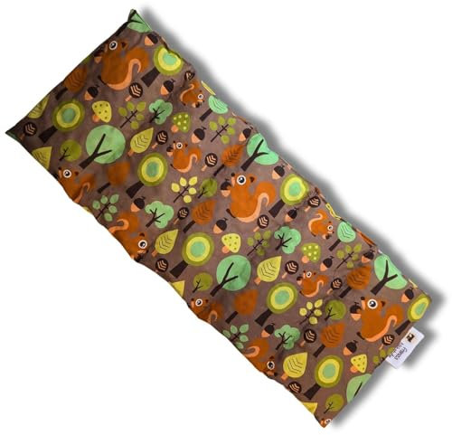 Franzis Nähstube 50x20cm Dinkelkissen Wald braun in 100% Baumwolle I Körnerkissen Dinkel 50x20 für Mikrowelle I Wärmekissen, Dinkelkernkissen, Nackenw
