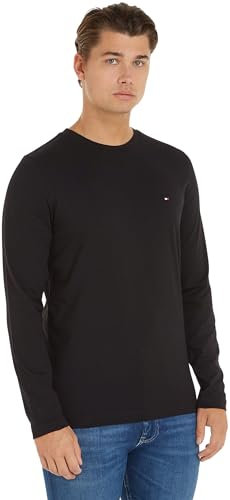 Tommy Hilfiger Men Tommy Logo Long-Sleeve T-Shirt Cotton, Black (Black), XL