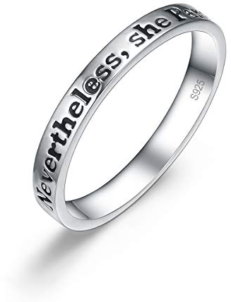 BONLAVIE Damen Ringe 925 Silber Schriftzug Nevertheless,she persisted Versprechen Ring Fingerringe Hochzeit Verlobung Ewigkeitsringe für Damen Mädchen
