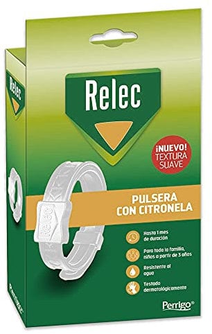 Relec Pulsera Blanca antimosquitos con citronela para toda la familia,a partir de 3 años