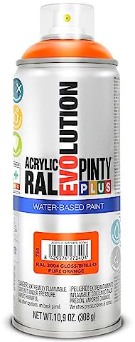PINTYPLUS PINTURA EN SPRAY EVOLUTION WATER-BASED 520CC RAL 2004 NARANJA PURO