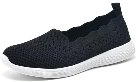 Puxowe Damen Slip On Sneaker Leichte Atmungsaktiv Sportschuhe Turnschuhe Bequem Freizeitschuhe Walking Schuhe Outdoor Fitness 37.5(37) EU Black