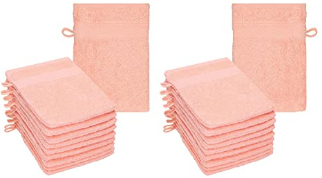 Betz 20 Stück Waschhandschuhe Palermo 100% Baumwolle Waschlappen Set Größe 16x21 cm Farbe Apricot