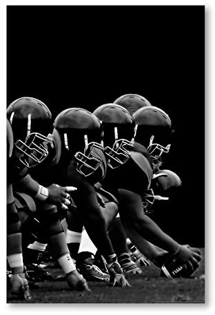 Postereck - 0142 - NFL, Schwarz Weiss Football Amerika USA Angriff - Wandposter Fotoposter Bilder Wandbild Wandbilder - Leinwand - 40,0 cm x 30,0 cm