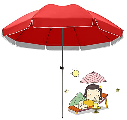 Runder Sonnenschirm für den Strandurlaub im Freien, Marktschirm, Sonnenschirm, rot, grün, UV-geschützt, Stahlstange, großer Sonnenschirm, 2,8 m, 3,0 m, 3,2 m, 3,4 m, 3,6 m