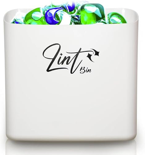 Luikor Magnetic Lint Bin for Laundry Room Organization & Storage – Attach the White Lint Holder to Your Dryer, Washer, Any Magnetic Thing or Wall Mount It to Save Space (L-White)