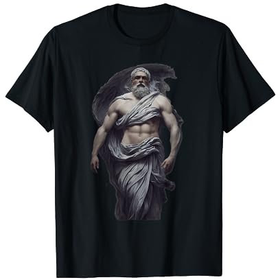 Corps entier Musculaire Vieil Homme Avec La Barbe Blanche Zeus Peinture T-Shirt