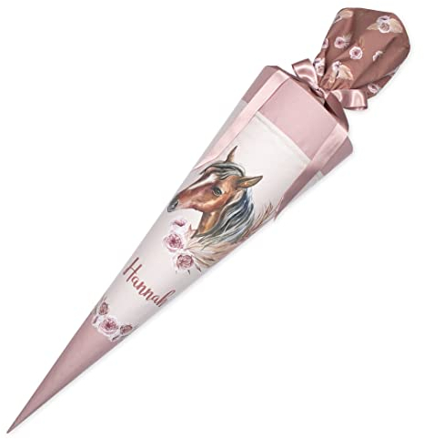 Dein Lieblingsteil BOHO PFERD Schultüte 70 cm Schultüte 85 cm mit Wunschname Personalisierbare Zuckertüte aus Stoff für Mädchen