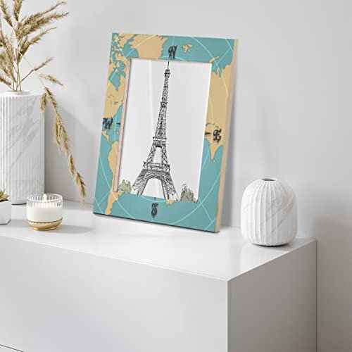 Confezione da 2 cornici per foto 11 x 14 vintage con bussola e mappa per parete e tavolo con rose a vento spesso bordi in legno inclusi ganci da appendere preinstallati