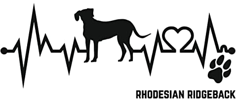 Generisch Autoaufkleber Aufkleber Herzschlag Liebe EKG Deko Sticker selbstklebend schwarz Breite 28cm Motiv: Rhodesian Ridgeback 01