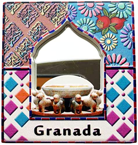 Imán de espejo para nevera de Alhambra Granada España con diseño de espejo de resina para manualidades, pizarra blanca