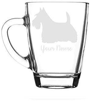 Personalised Scottie Scottish Terrier Glass Mug Animal Dog Gift for Him for Her