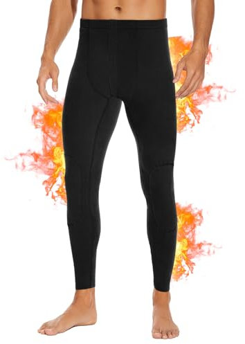 SIMIYA Lange Unterhosen Herren, Extra Warm Thermounterhose Gefütterte Unterhosen Männer Lang, Thermo Leggings Thermoleggings Winter(1 x Schwarz,XXL)