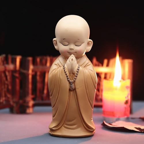 für 4# Home Ornament, buddhistische kleine Mönch Statuen Figur Skulptur Handgemachte Auto Home Dekoration Kleine Mönch Skulptur, chinesischen Stil Harz handgeschnitzt, Buddha Statue