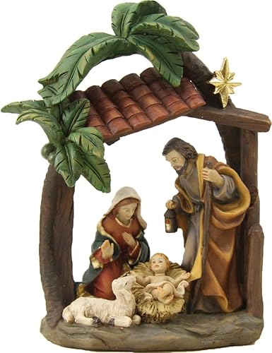 FADEDA Hlg. Familie, Krippenblock/Höhe:16 cm/handbemalt/detailgetreue Krippen Figuren - Weihnachten Tisch Dekoration Krippe Zubehör