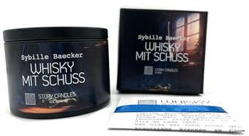 Story Candles Crime Kerzen mit Geschichten von namhaften Autoren Überraschungskerze Geschenk Neuheit (Sybille Baecker - Whiskey mit Schuss)