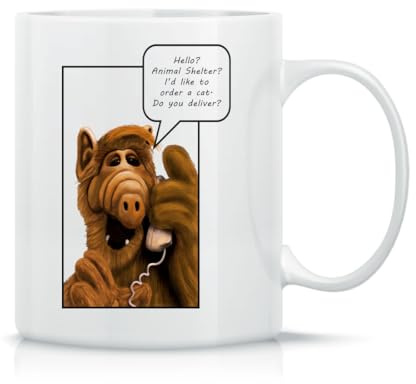 Moonai Alf Hello Animal Shelter Klassische Keramik-Kaffeetasse Weiß Schwarz Rosa Magisch 330ml