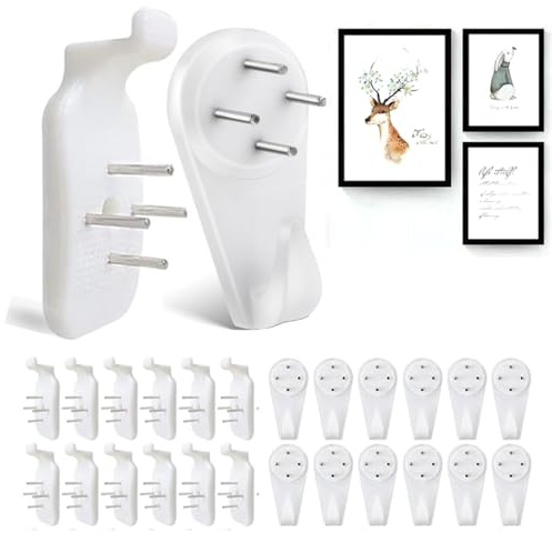 Bilderhaken Ohne Bohren Bilderhaken Zum Nageln, 40 Stück Spurenlose Wandhaken Spurlose Bilderhaken Multifunktional Bilder Haken Wand Wall Hanger für Hängende Gemälde, Hochzeitsfotos, Spiegel, Uhren