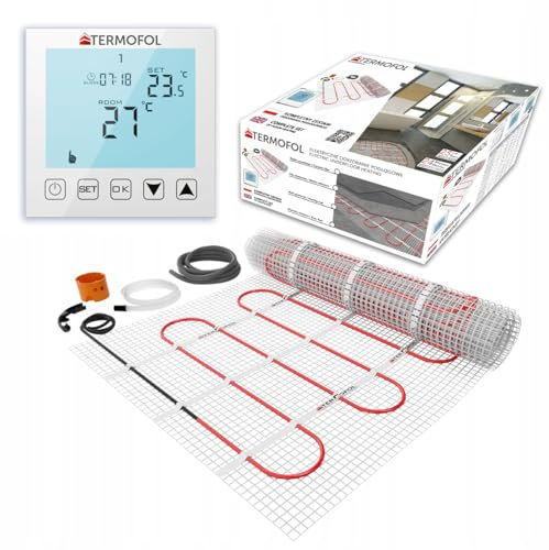 Termofol Kit Riscaldamento a Pavimento con Termostato - Riscaldamento Elettrico a Pavimento - Superficie - 8 m² - Potenza 150W/m², per Bagno, Soggiorno e Cucina - Termostato - H1