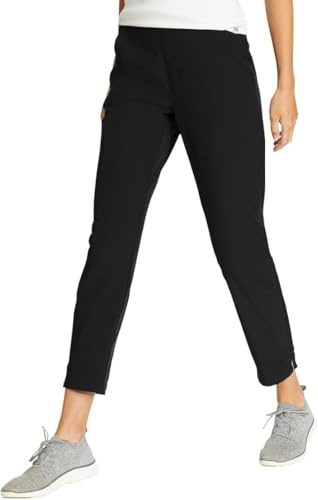 Eddie Bauer Reisehose für Damen, leicht, elastischer Bund, Knöchelhose, Schwarz, X-Groß