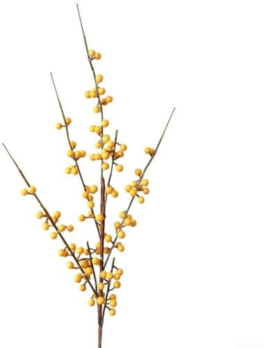 Fortune Fruit Rote Akazienbohne, künstliche rote Stechpalme, geeignet für Heimdekoration (gelb)