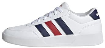 adidas Men's BREAKNET 3.0 Shoes, FTWR White/Dark Blue/Better Scarlet, 9 UK