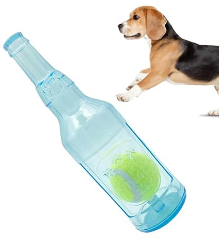 Genikeer Dog Water Bottle Toy | Tennis Ball In A Bottle Dog Toy | Interactive Dog Squeaky Bottle Toy | Dog Chew Bottle Dog Play Bottle | Pet Toy With Bottle For Small Medium Large Dog