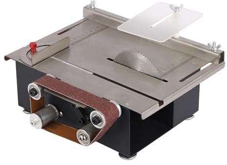 Mini sega circolare da tavolo fai da te con nastro abrasivo e motore da 200 W per taglio legno, taglio metallo e applicazioni fai da te, 33 mm