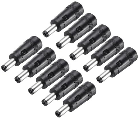 QUARKZMAN 10 Pcs Adaptador De Corriente Continua, Conector Hembra Recto 5.5mm x 2.1mm A Macho 5.5mm x 2.5mm Puntas Negras con Cable De 1.57 Pulgadas para Fuente De Alimentación Externa