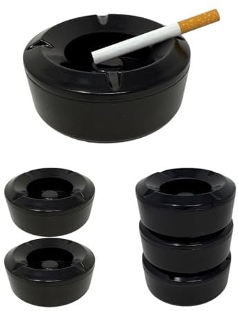 Aschenbecher Sturmaschenbecher Windaschenbecher stapelbar mit sicherem Schnellverschluss für Zigaretten Ø 10,5 cm 6 Stück Set