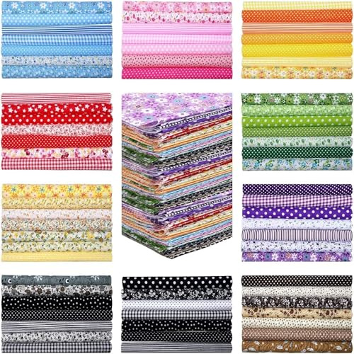 LetCart 70 Stück Baumwollstoff mit Blumenmuster, 25 x 25 cm, Patchwork-Bastelstoff, Nähstoff für Taschen, Kissen, Puppenkleidung, Weihnachten, Valentinstag, Geburtstagsgeschenk