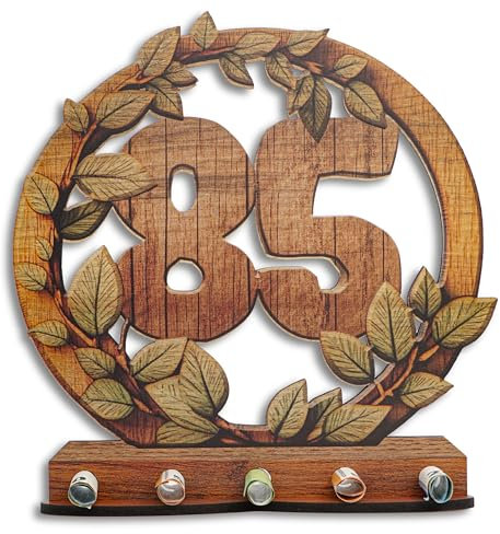 DRO Design Geldgeschenk zum 85. Geburtstag – Holzschild 30 cm mit Ständer - Bargeldgeschenk, Geldpräsent, Kreative Deko, Geburtstagsgeschenke für Männer und Frauen - Zahlen