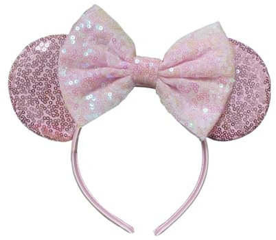 GWAWG Bandeaux d'Oreilles de Souris Pailletés Minnie Accessoire Fantaisie pour Enfants Adultes Anniversaire Fête Cosplay Accessoires