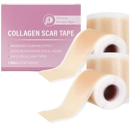 Generisch Silicone Cicatrici cerotti Silicone Cicatrici Tape Roll Film Medici Riutilizzabile Professionale Cicatrici Rimozione Foglie per Chirurgia Taglio Cesareo Pancia Tuck Cicatrici Cheloidi (2Pcs