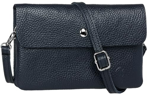 Caspar Mini Leder Umhängetasche Damen Clutch Crossbody Bag mit verstellbarem Schultergurt - CLASSIC LINE - Modell No.827 - Made in Italy