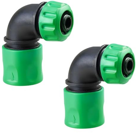 Lot de 2 Connecteurs de Tuyau, adaptateur de tuyau d'arrosage à 90 degrés, raccord rapide de tuyau d'arrosage 1/2 pour L'irrigation des Pelouses de Jardin