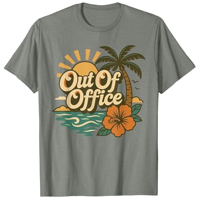 Retro Out of Office Urlaub Palme Sonne Hibiskus Blume T-Shirt