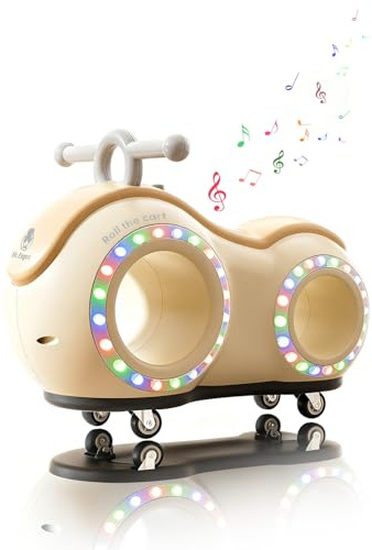 NMM Rutschauto ab 1 Jahr | Baby Car mit Musik & Licht | Kinderrutschfahrzeug mit 360° Lenkung & 30kg Belastbarkeit | Robustes ABS-Material für Indoor