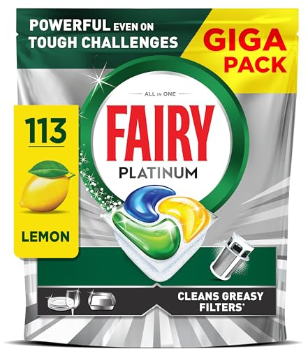Fairy Platinum Dishwasher Tablets, Lemon, 113 Capsules