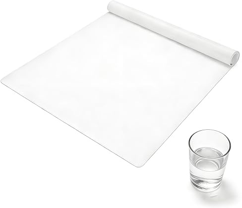 2 Pcs Clear Silicone Placemat, Silicone Mat,Washable Non-Slip Heat Resistant Placemats for Kitchen,White Half-Transparent,Wipeable Silicone Mat for Worktops, Table Protector and Desk Protector Mat