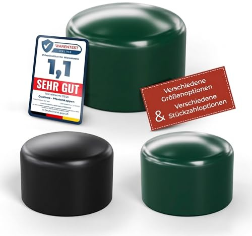 Qualinos 20x Maschendrahtzaun Pfostenkappe rund, 42 mm, mit Kragen, Grün | UV-stabilisiertes LDPE, witterungsbeständig, mit umlaufendem Kragen für sicheren Halt, passend für Rundpfosten aus Metall