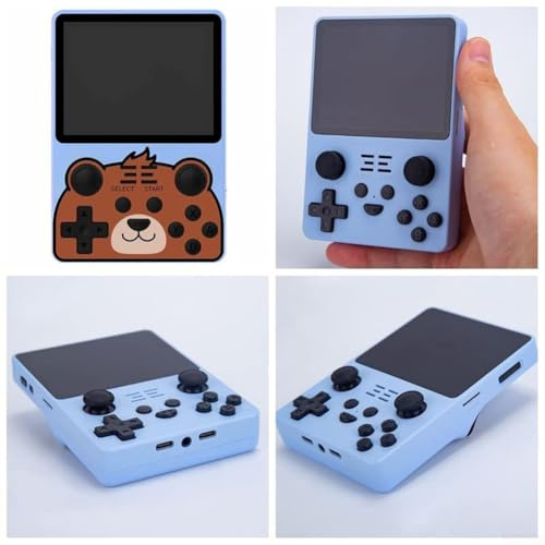 Dispositivo retro para juegos Powkiddy RGB20S: 15000 juegos integrados, memoria de 64 GB, pantalla IPS de 3.5 pulgadas, ArkOS de código abierto, batería de larga duración (16 GB + 64 GB azul)