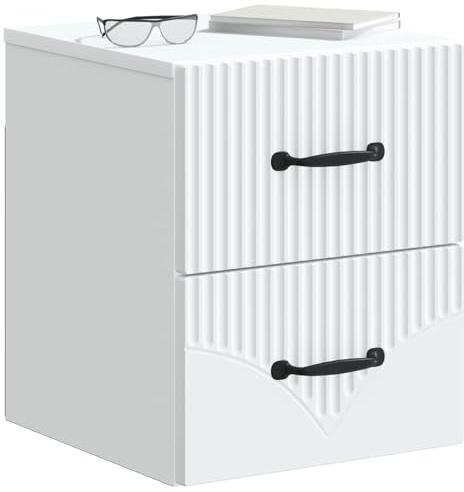 vidaXL Wandmontierter Nachttisch 2 pcs Weiß 34,5 x 33 x 40 cm, Schlafzimmer Aufbewahrungslösungen, rechteckige Moderne Nachttische, Coole Möbel für kuschelige Ecken